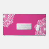 Witte Mandala op Roze Achtergrond Bureaumat (Keyboard & Muis)