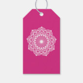 Witte Mandala op Roze Achtergrond Cadeaulabel (Voorkant)