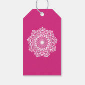 Witte Mandala op Roze Achtergrond Cadeaulabel (Achterkant)