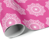 Witte Mandala op Roze Achtergrond Cadeaupapier (Rol Hoek)