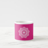 Witte Mandala op Roze Achtergrond Espresso Kop (Voorkant)