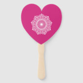 Witte Mandala op Roze Achtergrond Handwaaier (Achterkant)