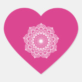 Witte Mandala op Roze Achtergrond Hart Sticker (Voorkant)