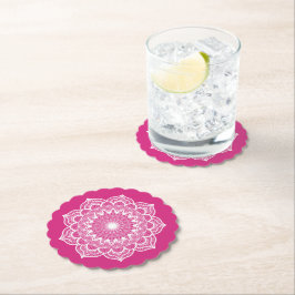 Witte Mandala op Roze Achtergrond Kartonnen Onderzetters