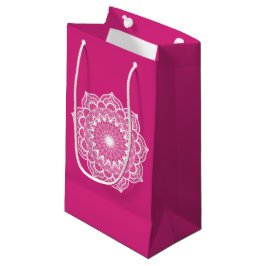 Witte Mandala op Roze Achtergrond Klein Cadeauzakje