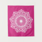 Witte Mandala op Roze Achtergrond Klein Wandkleed (Voorkant)