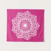 Witte Mandala op Roze Achtergrond Klein Wandkleed (Voorkant (horizontaal))