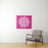 Witte Mandala op Roze Achtergrond Klein Wandkleed (In Situ (horizontaal))
