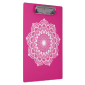 Witte Mandala op Roze Achtergrond Klembord (Rechts)
