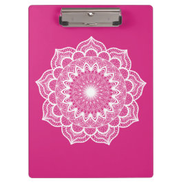 Witte Mandala op Roze Achtergrond Klembord