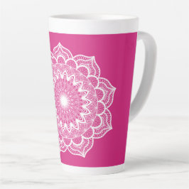 Witte Mandala op Roze Achtergrond Latte Mok