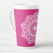 Witte Mandala op Roze Achtergrond Latte Mok (Linkerhoek)