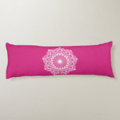 Witte Mandala op Roze Achtergrond Lichaamskussen (Achterkant)