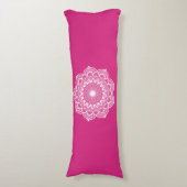 Witte Mandala op Roze Achtergrond Lichaamskussen (Voorkant Verticaal)