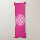 Witte Mandala op Roze Achtergrond Lichaamskussen (Achterkant (Verticaal))