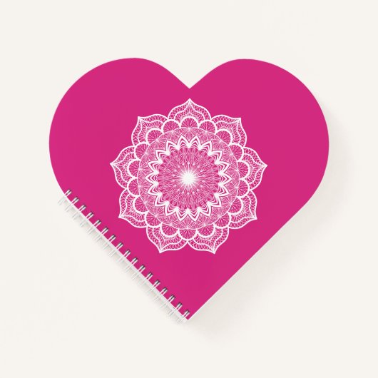 Witte Mandala op Roze Achtergrond Notitieboek (Voorkant)