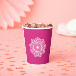 Witte Mandala op Roze Achtergrond Papieren Bekers
