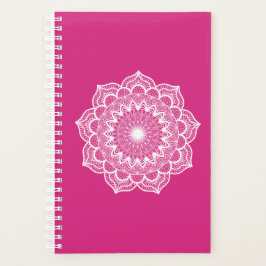 Witte Mandala op Roze Achtergrond Planner