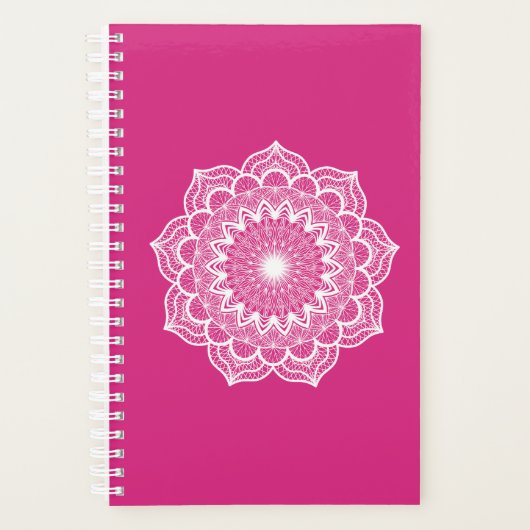 Witte Mandala op Roze Achtergrond Planner (Voorkant)