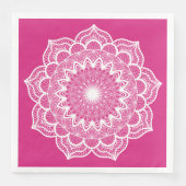 Witte Mandala op Roze Achtergrond Servet (Voorkant)