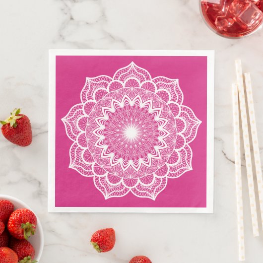 Witte Mandala op Roze Achtergrond Servet (Insitu)