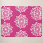 Witte Mandala op Roze Achtergrond Sherpa Deken (Voorkant (horizontaal))