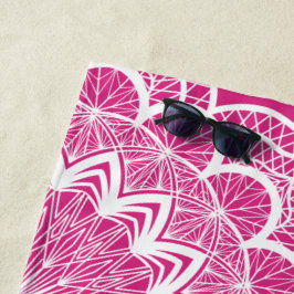 Witte Mandala op Roze Achtergrond Strandlaken