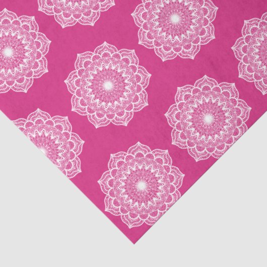 Witte Mandala op Roze Achtergrond Tissuepapier (Detail)