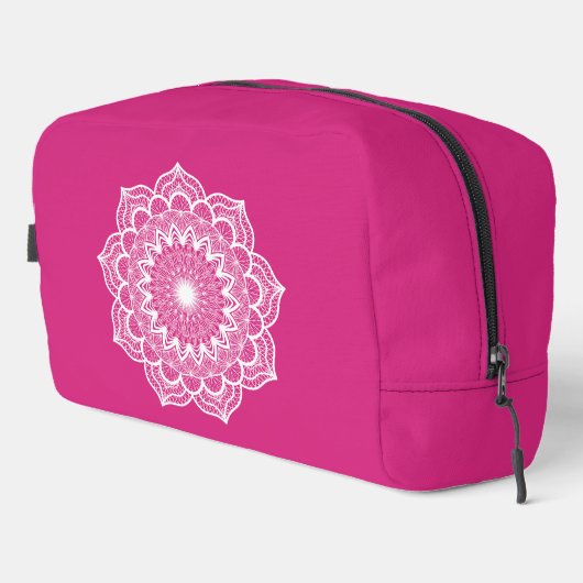 Witte Mandala op Roze Achtergrond Toilettasje (Rechterhoek)