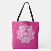 Witte Mandala op Roze Achtergrond Tote Bag (Voorkant)