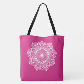 Witte Mandala op Roze Achtergrond Tote Bag (Achterkant)