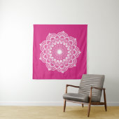 Witte Mandala op Roze Achtergrond Wandkleed (In Situ (horizontaal))