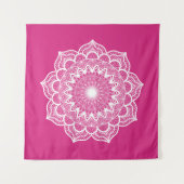 Witte Mandala op Roze Achtergrond Wandkleed (Voorkant)