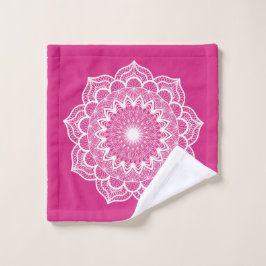 Witte mandala op roze achtergrond washandje