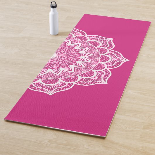 Witte Mandala op Roze Achtergrond Yogamat (In situ)