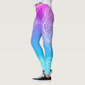 Witte mandala op roze tot blauw ombre leggings (Links)