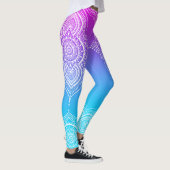 Witte mandala op roze tot blauw ombre leggings (Rechts)