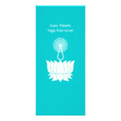 Witte mandala op tuquoise reclamekaart (Achterkant)