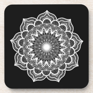 Witte Mandala op Zwarte Achtergrond Bier Onderzetter