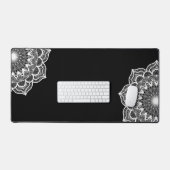 Witte Mandala op Zwarte Achtergrond Bureaumat (Keyboard & Muis)