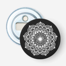 Witte Mandala op Zwarte Achtergrond