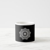 Witte Mandala op Zwarte Achtergrond Espresso Kop (Voorkant)