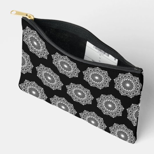 Witte Mandala op Zwarte Achtergrond Etui (Open)