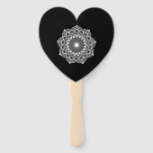 Witte Mandala op Zwarte Achtergrond Handwaaier (Achterkant)