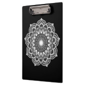Witte Mandala op Zwarte Achtergrond Klembord (Links)