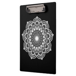 Witte Mandala op Zwarte Achtergrond Klembord