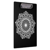 Witte Mandala op Zwarte Achtergrond Klembord (Rechts)