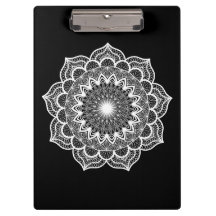 Witte Mandala op Zwarte Achtergrond