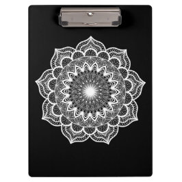 Witte Mandala op Zwarte Achtergrond Klembord