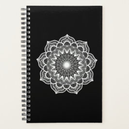 Witte Mandala op Zwarte Achtergrond Planner